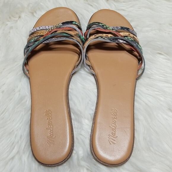 Madewell Tracie Crisscross Snakeskin Print Leather Slide Sandals - Picture 3 of 7